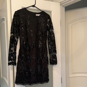 Dress the Population Black Floral Sequin Dress